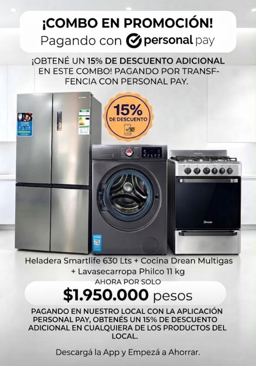 Combo Electrodomésticos en Liquidación - Heladera + Lavarropas + Cocina
