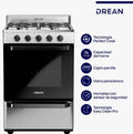 Cocina Drean 4 Hornallas - Acero Inoxidable